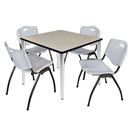 Regency Kahlo Square Table & Chair Sets, 36 W, 36 L, 29 H, Wood, Metal, Plastic Top, Maple TPL3636PLCM47GY